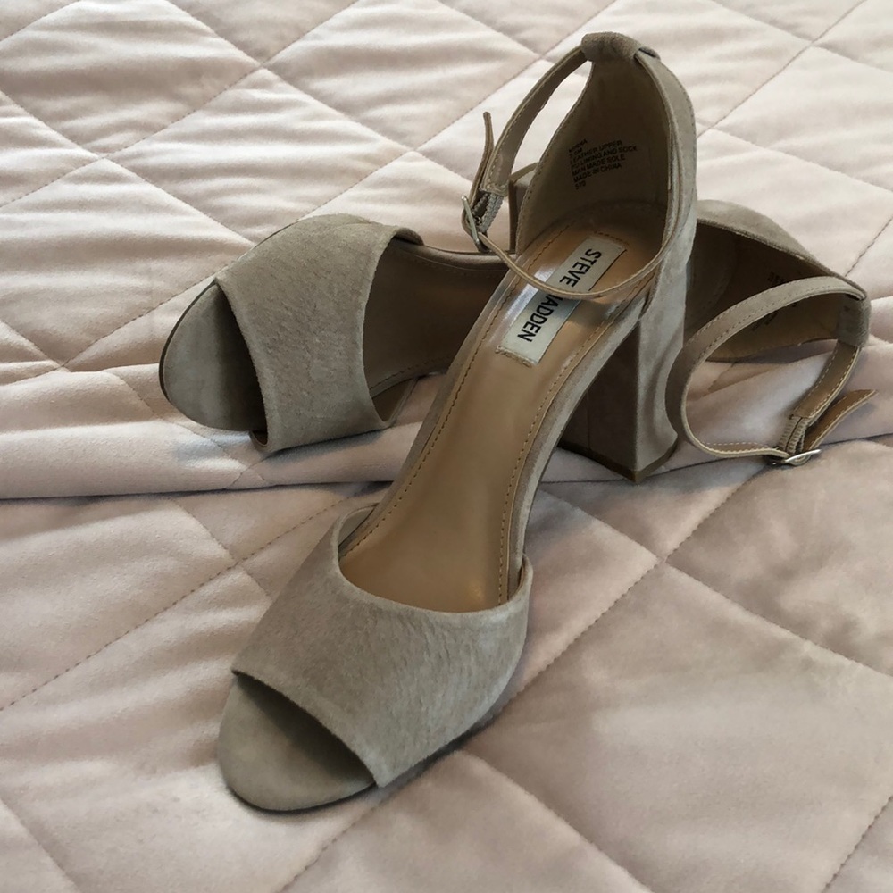 Worn chunky heels